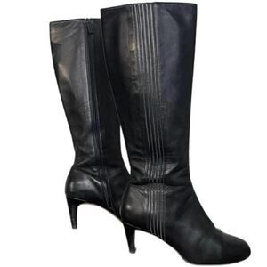 Vintage Cole Haan Black Leather Knee High Boots Size 8